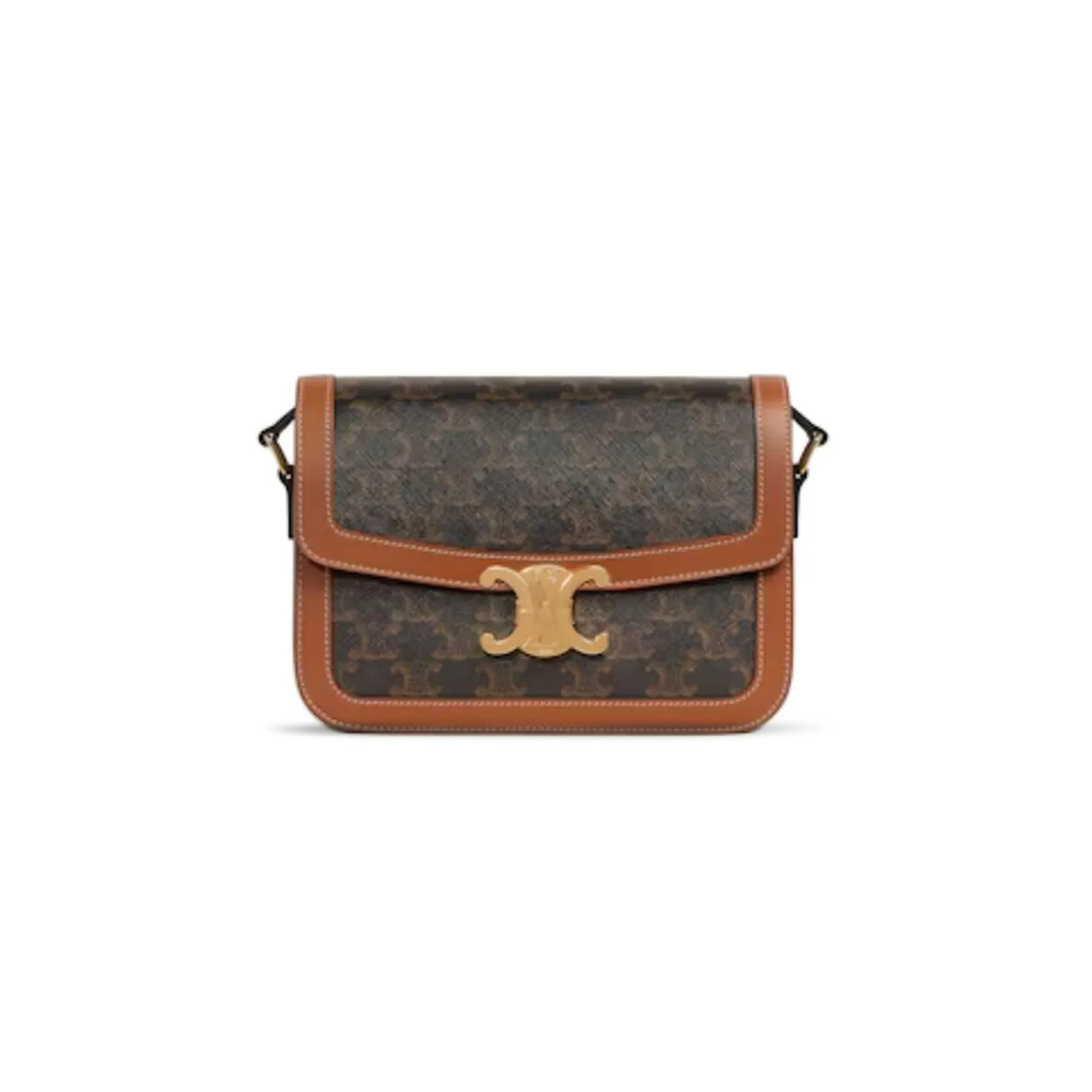 Ce**e medium teen triomphe bag in triomphe canvas and calfskin 191242bz4.04lu (22.5*16.5*7.5cm)